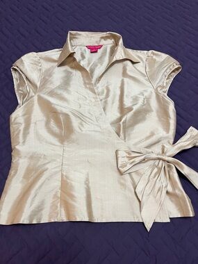 Silky Wrap Blouse in Champagne by Sunny Leigh